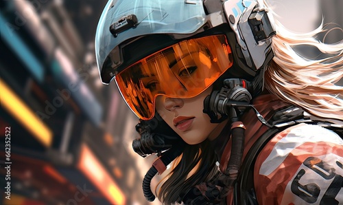The dynamic animation showcased the girl's cyberpunk look with a stylish helmet.