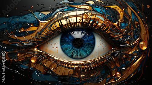 stained glass window abstract background with eye.