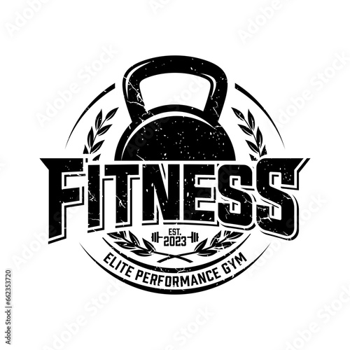Kettlebell gym fitness logo vector template