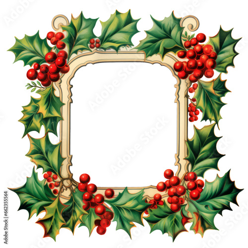 Christmas Vintage photo frame Clipart isolated on Transparent Background. 
