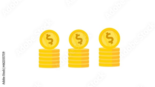 animation golden coin bangking, currency with alpha channel or transparent background.