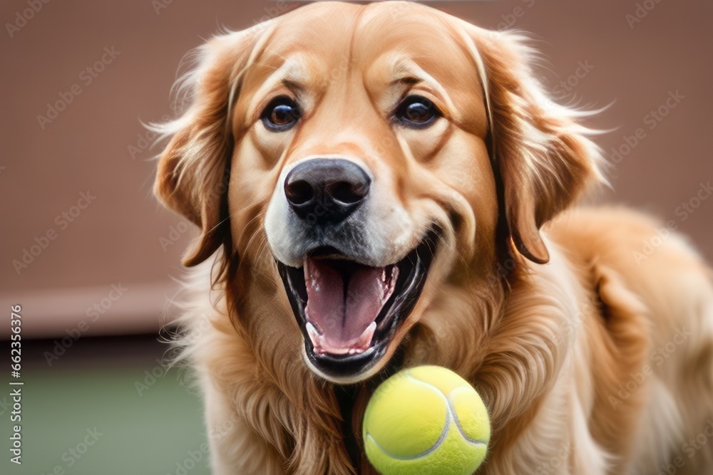 portrait of a dog playing with tennis ball portrait of a dog playing with tennis ball portrait of happy labrador retriever