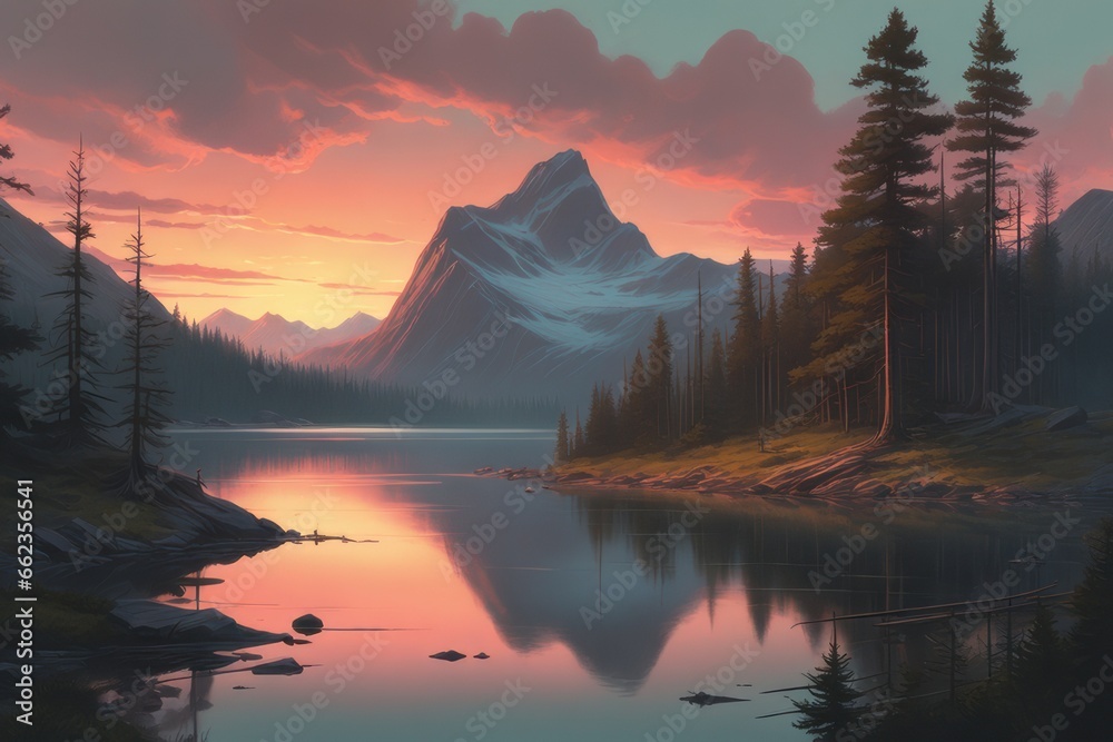 beautiful sunset in the mountains beautiful sunset in the mountains beautiful lake in the mountains
