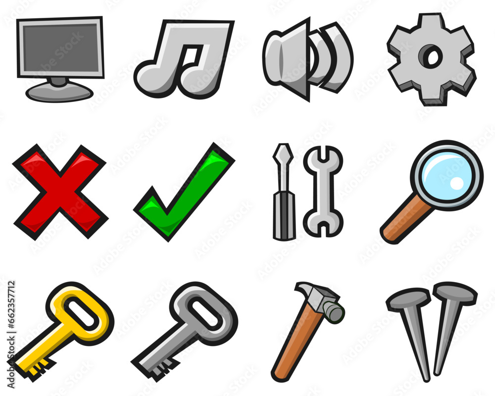Set of Icons Options Tools Vector Illustration Set of Icons Options Tools Vector Illustration