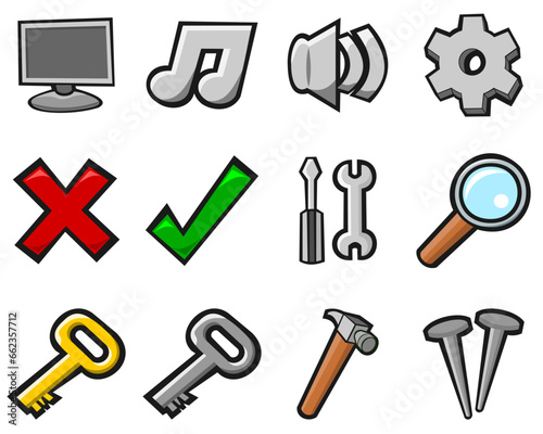 Set of Icons Options Tools Vector Illustration