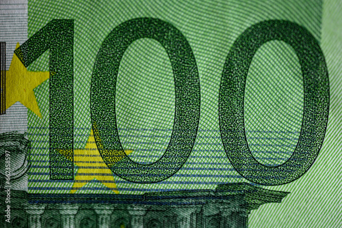 Hundred Euro bill close up. High quality photo
