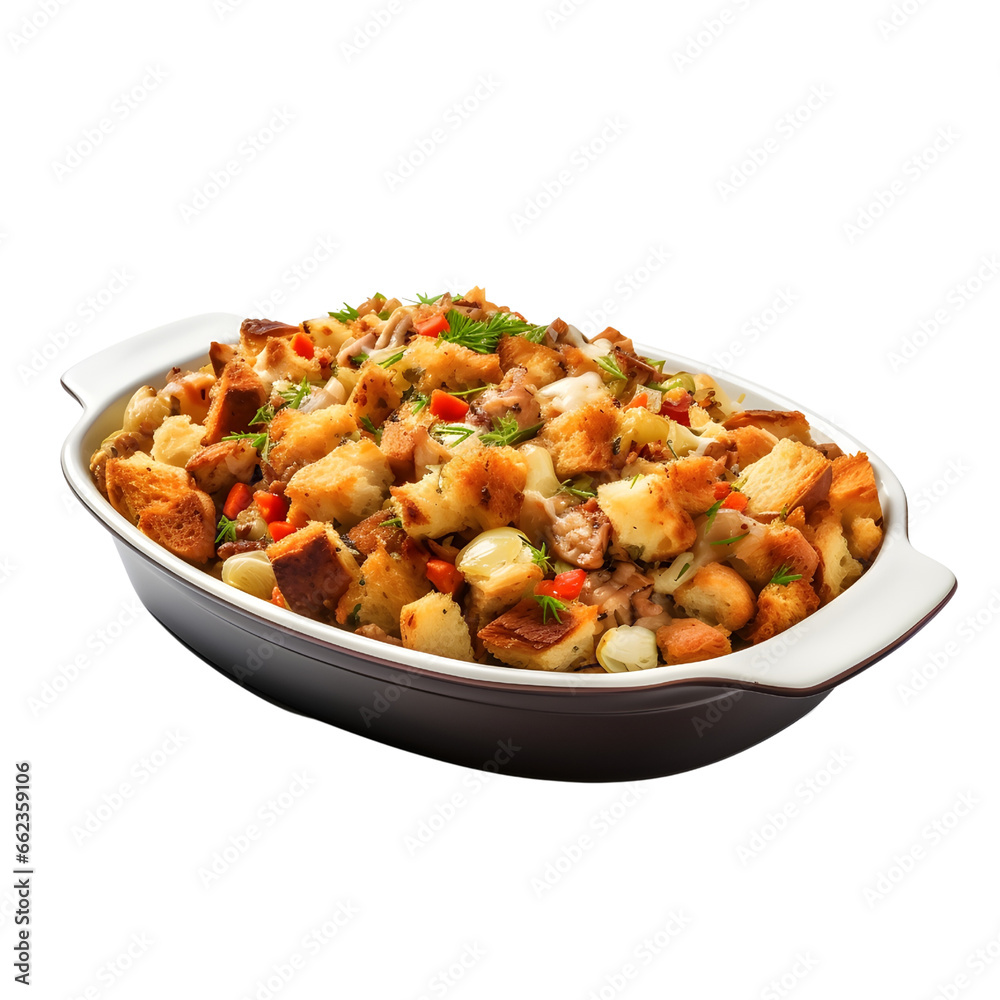A bowl of stuffing, ai generative A bowl of stuffing, ai generative