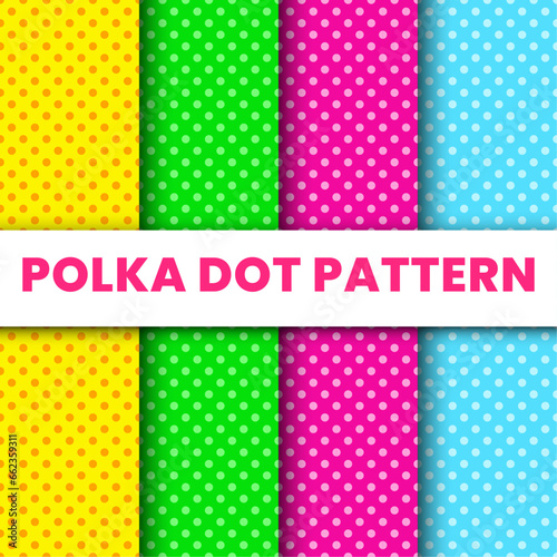 Colorful polka dot pattern bright background design set. suitable for wallpaper, wrapping paper and fabric