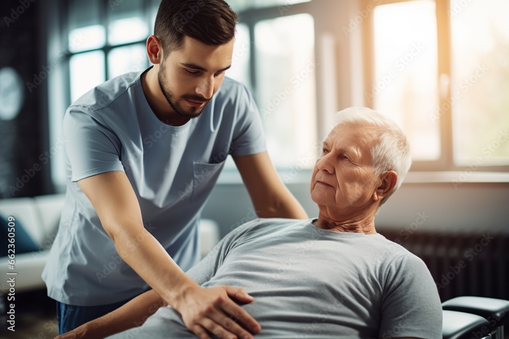 young physiotherapist with a patient young physiotherapist with a patient