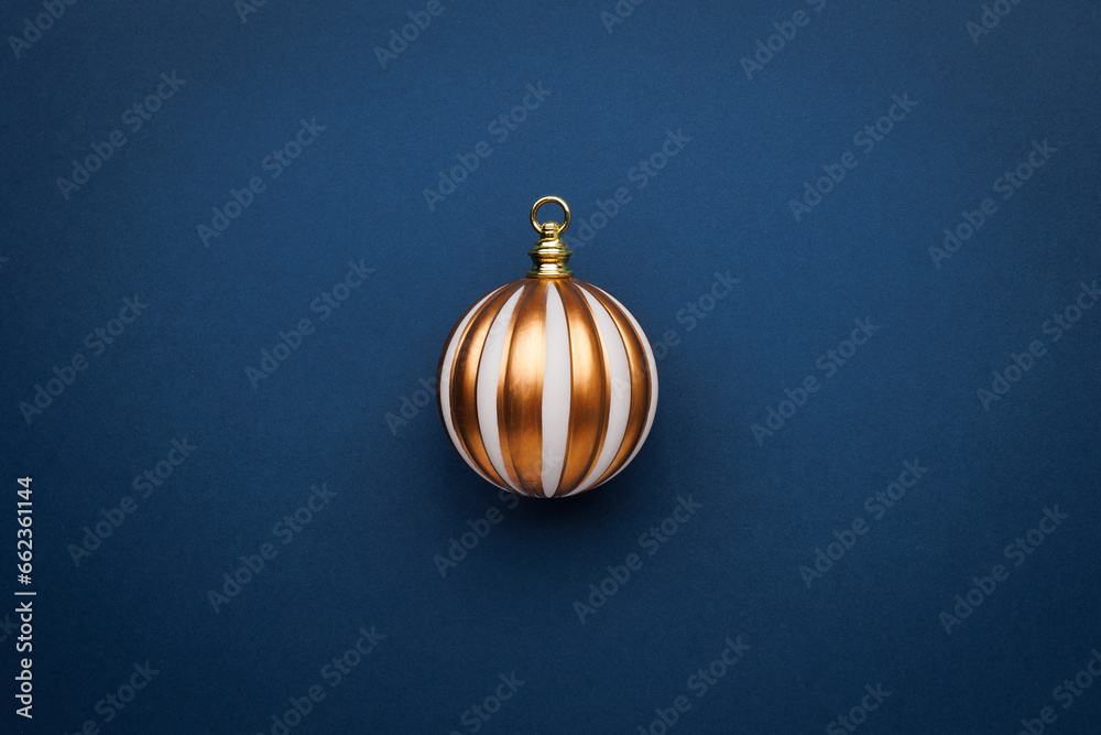 Simply minimal composition winter object ornament ball on color background