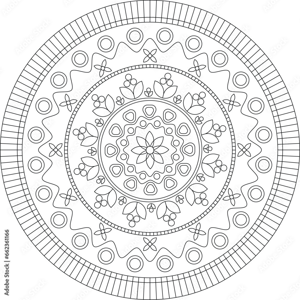 Vector circle mandala for coloring