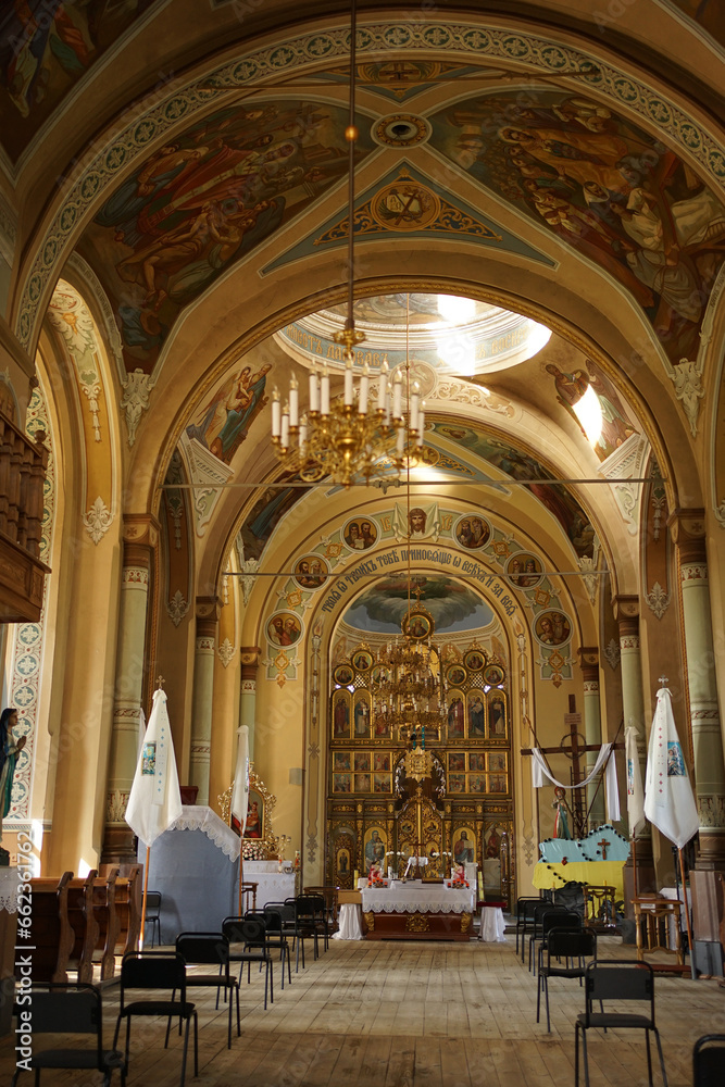 Interior of the Ukrainian Orthodox Church. Religion and culture of Ukraine.
