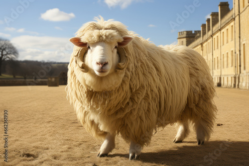 Lincoln longwool rare breed at riseholme agricultural collage. Generative Ai. photo