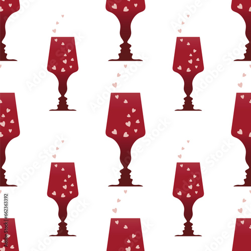 seamless paper with wine glass. valentide day. vector