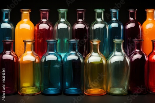  Colorful glass bottles arrangement