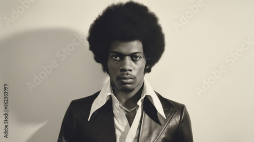 Determined Black Man in 1970s Vintage Allure photo