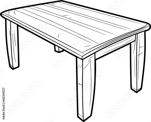 outline illustration of table for coloring page