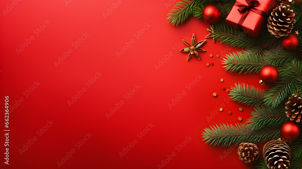 Realistic christmas red background.