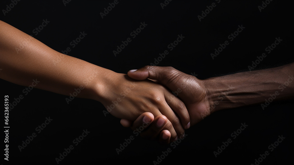 handshake between people of different races