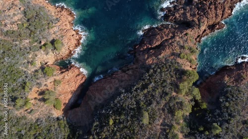 aerial view of the rocks and the sea on the French Riviera