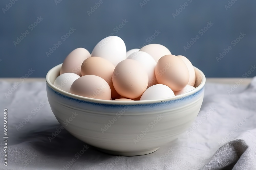 several white eggs are placed in a bowl. Generative AI several white eggs are placed in a bowl. Generative AI