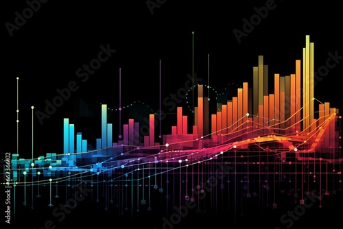 Multicolored graph showcasing technology. Generative AI