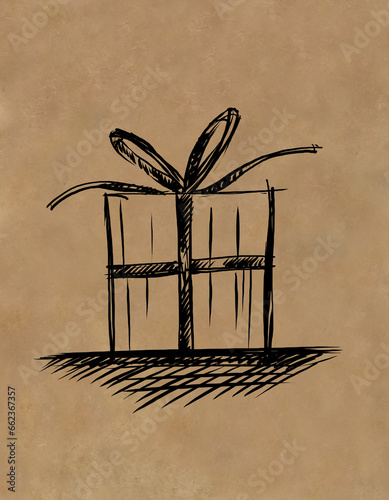 gift in a package, sketch - digital painting 