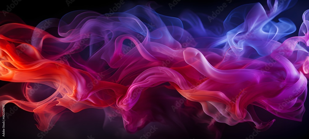 Fototapeta premium Mist texture. Color smoke. Paint water mix smoke abstract background. Blue purple red smoke, gradient smoke effect. Ai