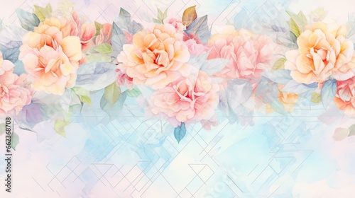 a watercolour drawing of wildflowers, in the style of harmonious color palette, pastel pink and blue colors © 18042011