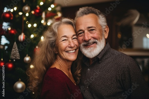 Portrait of a senior couple at home during the Christmas holidays