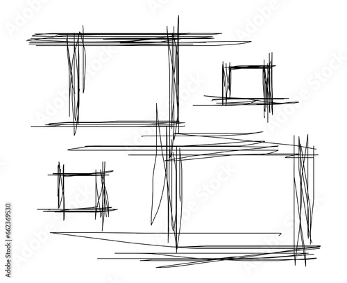 Frame doodle set, hand drawn square frame sets collection