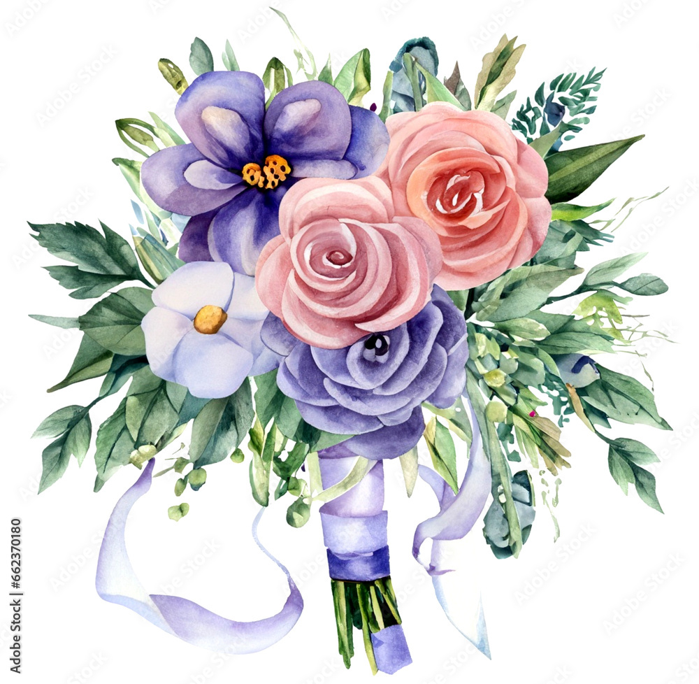 Ślubny bukiet kwiatów ilustracja - obrazy, fototapety, plakaty 