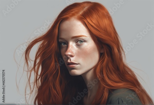 portrait of redhead woman portrait of redhead woman redhead woman portrait. beautiful girl with red eyes and perfect hair. 