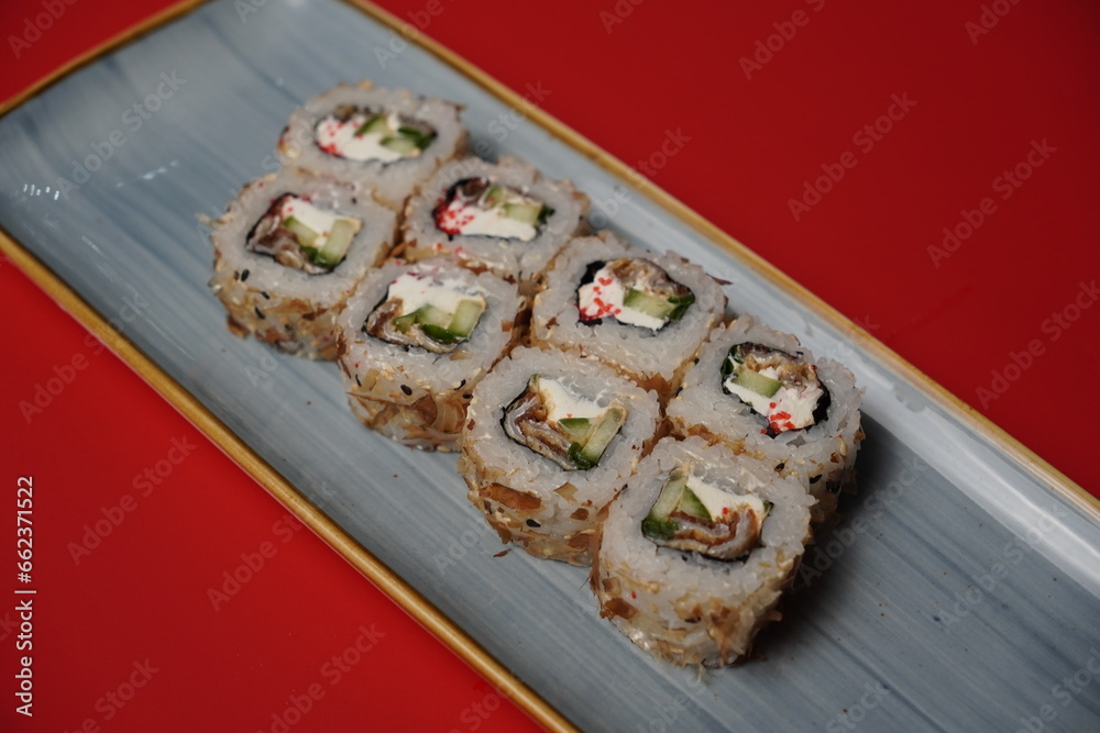 sushi, rolls, Japanese food, fish, rice sushi, rolls, Japanese food, fish, rice