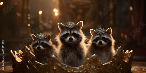 "Royal Raccoon Regent: Crowned Masked Majesty" | Background Design | Generative AI Artwork