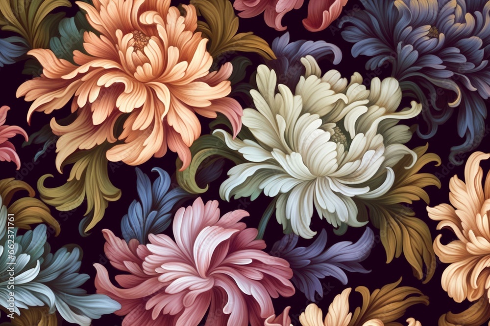 Opulent floral backdrop. Floral pattern for wallpapers, prints, covers. Generative AI