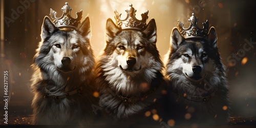  Regal Alpha  Wolf with Crown    Background Design   AI Generated Artwork