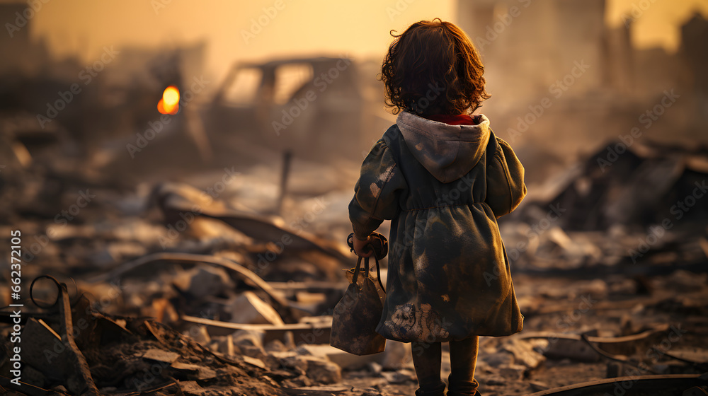 Fototapeta premium Dzieci Wojny: Walka o Jutro, Generatywna Sztuczna Inteligencja