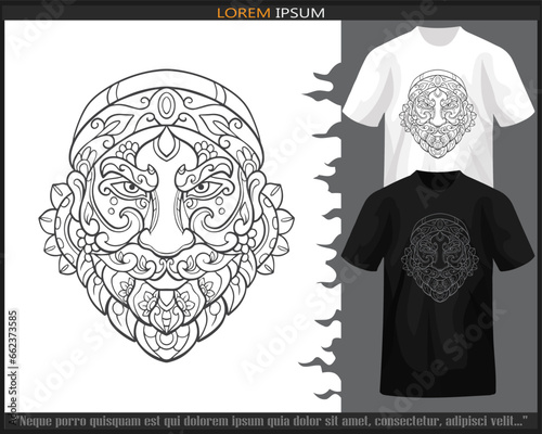 Santa Claus mandala arts isolated on black and white t shirt.