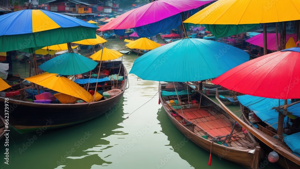 colorful boats on the water