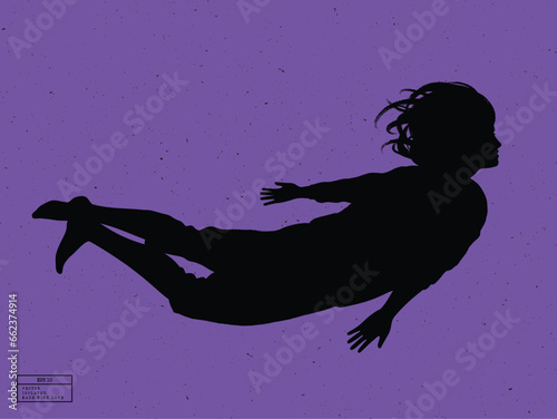 Silhouette of person under water. Swim man isolated vector outline