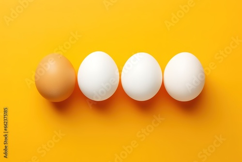 some fresh eggs on orange background.