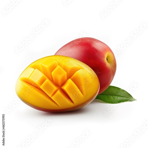 fresh and ripe mango fruit on white background. generative AI