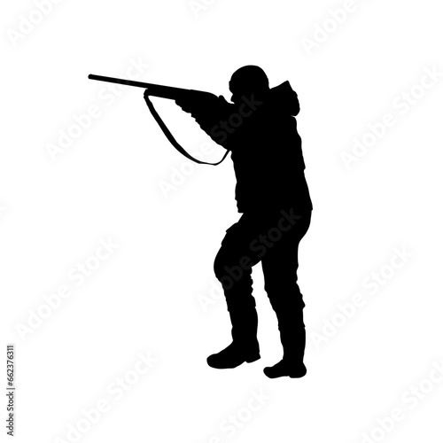 Silhouette of a hunter, hunting - vector illustration