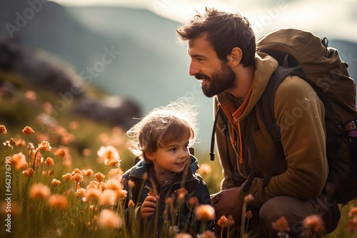 father and his son enjoying together