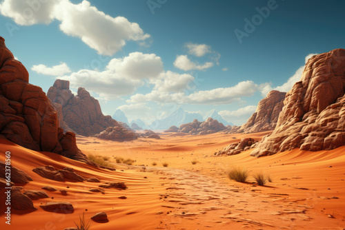A sprawling desert filled with tales of sand serpents and desert spirits, passed down through generations. Generative Ai.