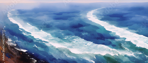 Abyss of sea waves  turquoise ocean waves illustration  Generative AI.