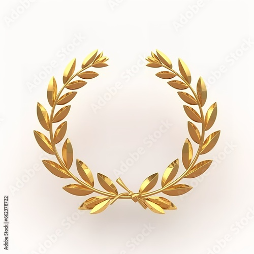 antique realistic vintage style gold colored winning laurel wreath on white background. Generative AI