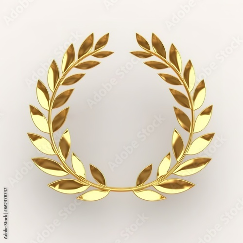 antique realistic vintage style gold colored winning laurel wreath on white background. Generative AI © Nanda