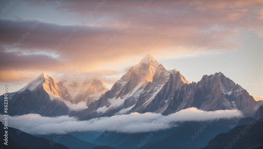 Majestic Mountain Peaks at Sunrise